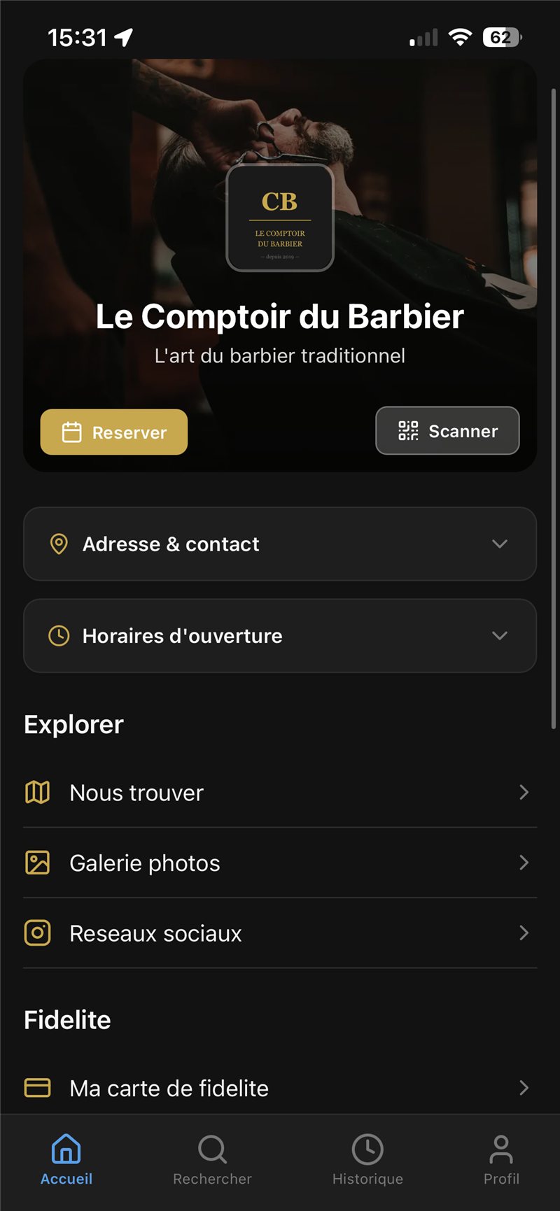 Coiffeur & barbier — écran 1